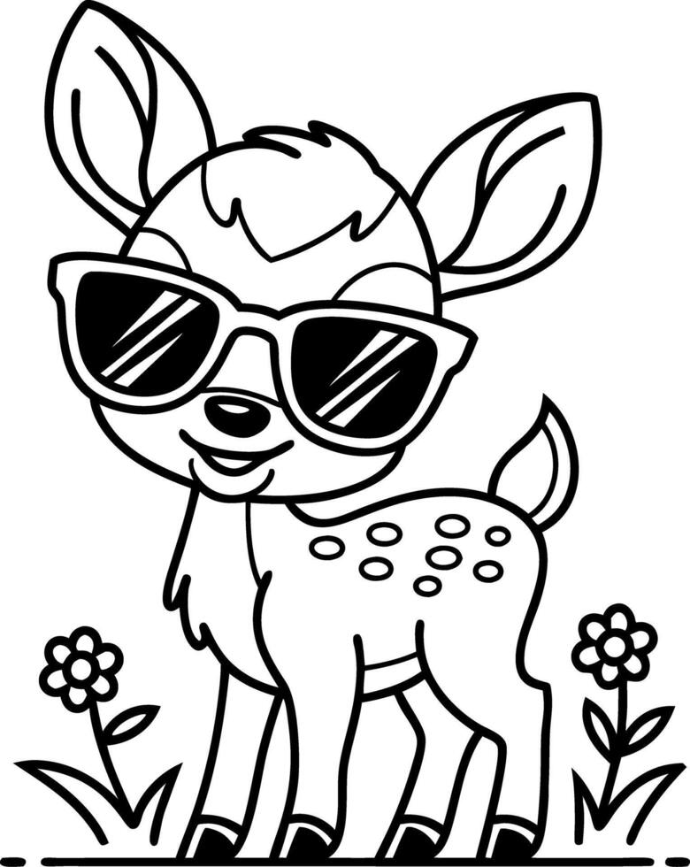 Cute Deer Wearing Sunglasses Art for Children's Room Decor vector