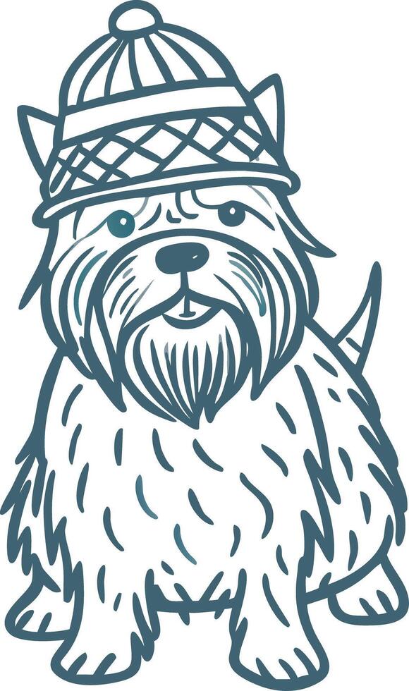 Cute Dog Wearing Winter Hat Illustration for Pet Lovers and Design Projects vector