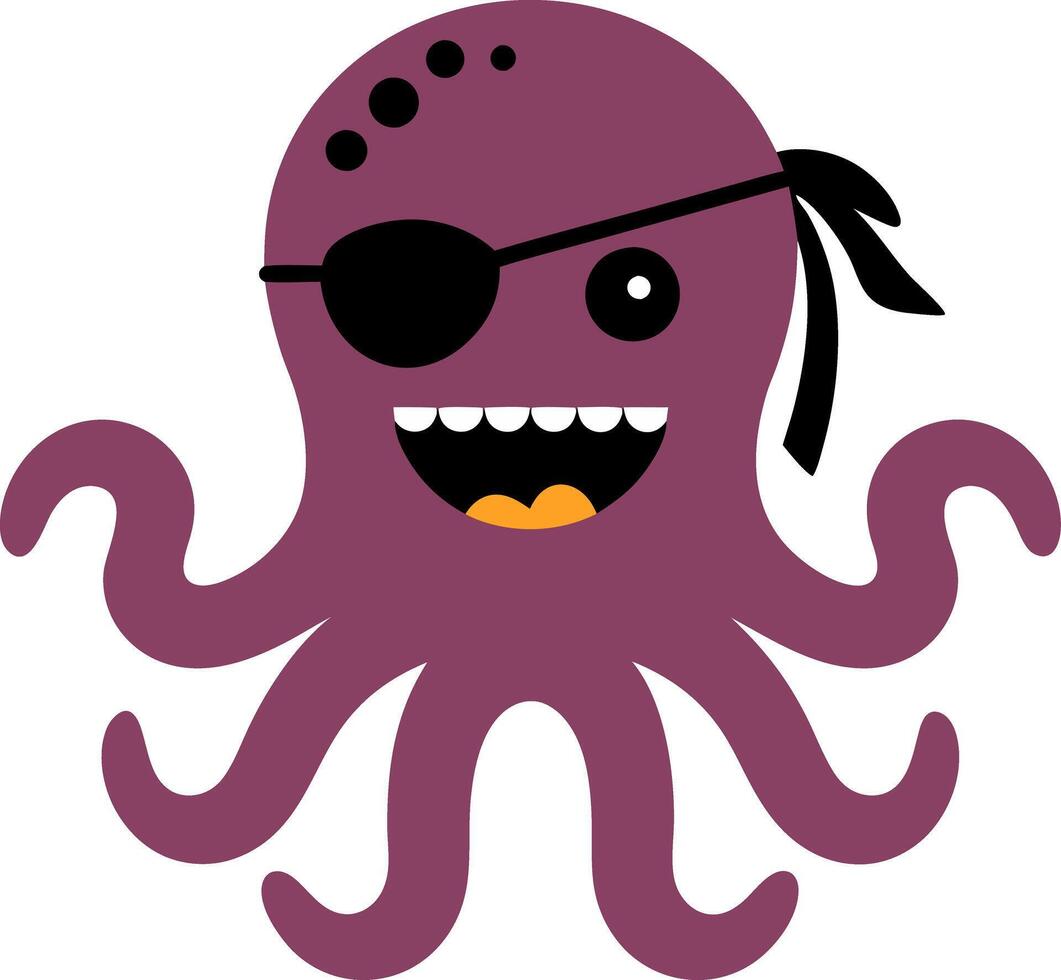 Cute Pirate Octopus Illustration for Children's Designs and Decor vector