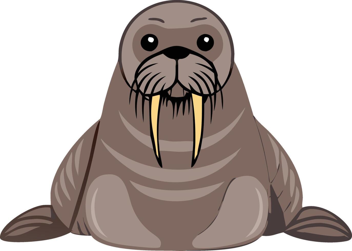 Cute Walrus Art Illustration with Large Tusks and Whiskers for Marine Themes vector