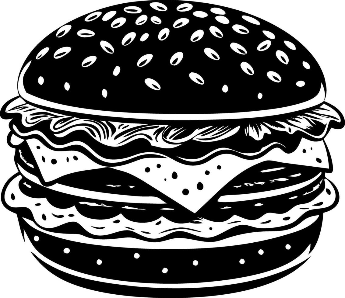 Delicious Cheeseburger with Lettuce and Sesame Bun Illustration for Food Design vector