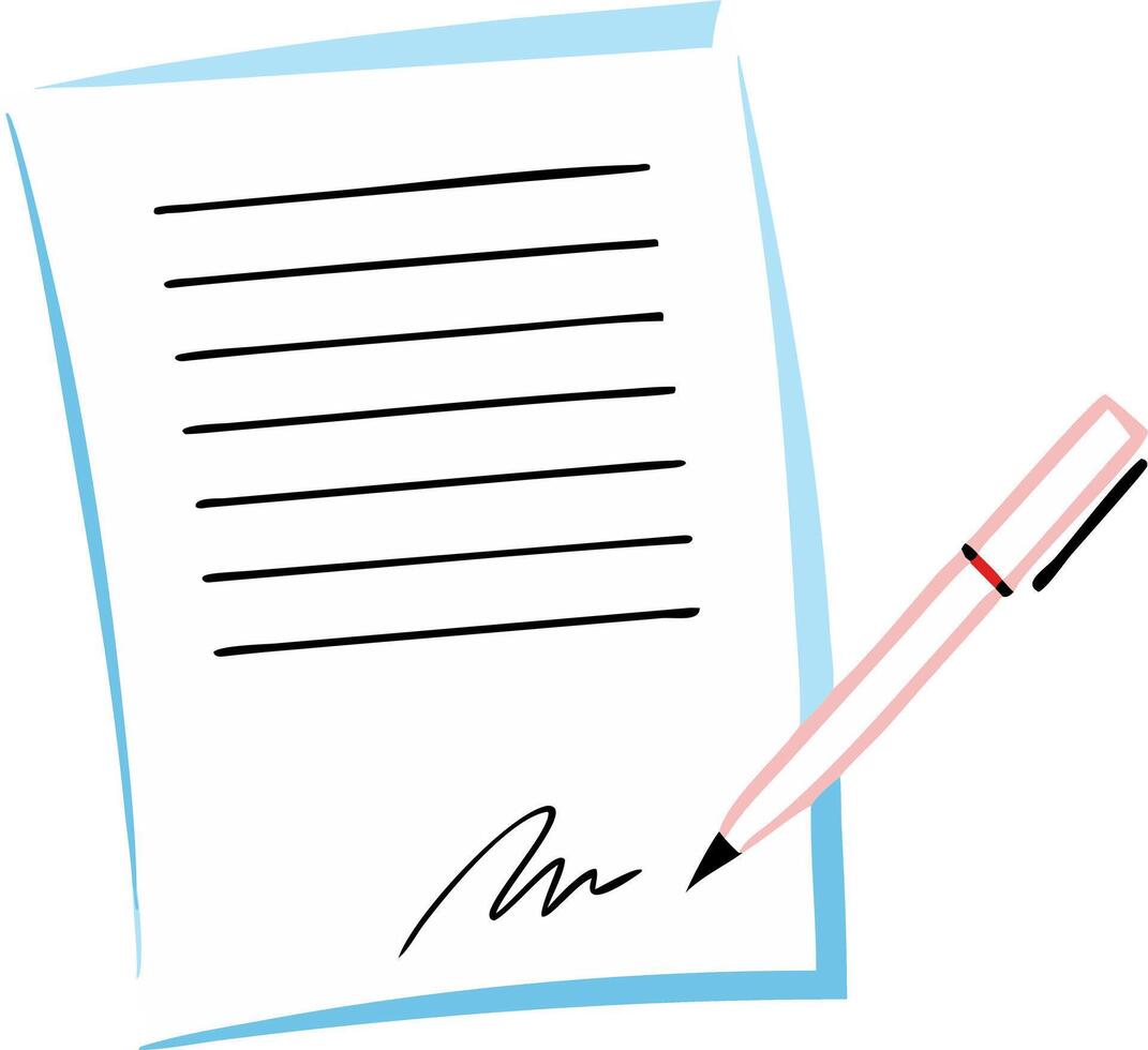 Document with Signature and Pen Illustration for Business Contracts and Agreements vector