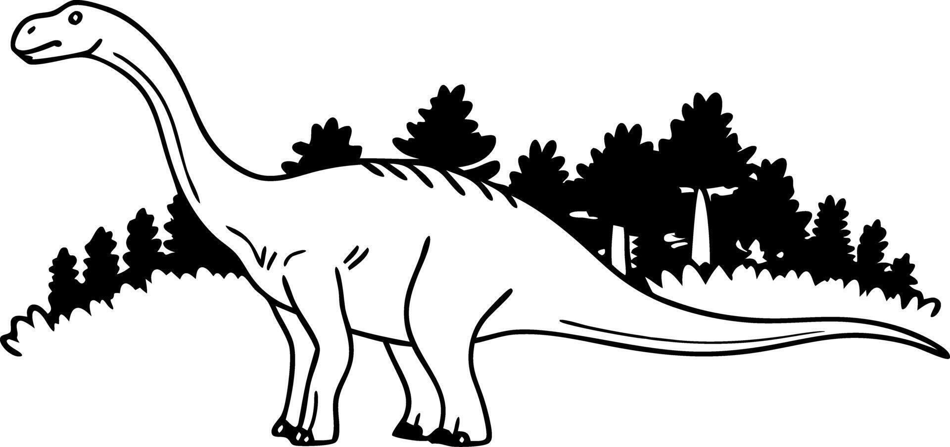 Dinosaur Illustration with Prehistoric Forest Background Art vector
