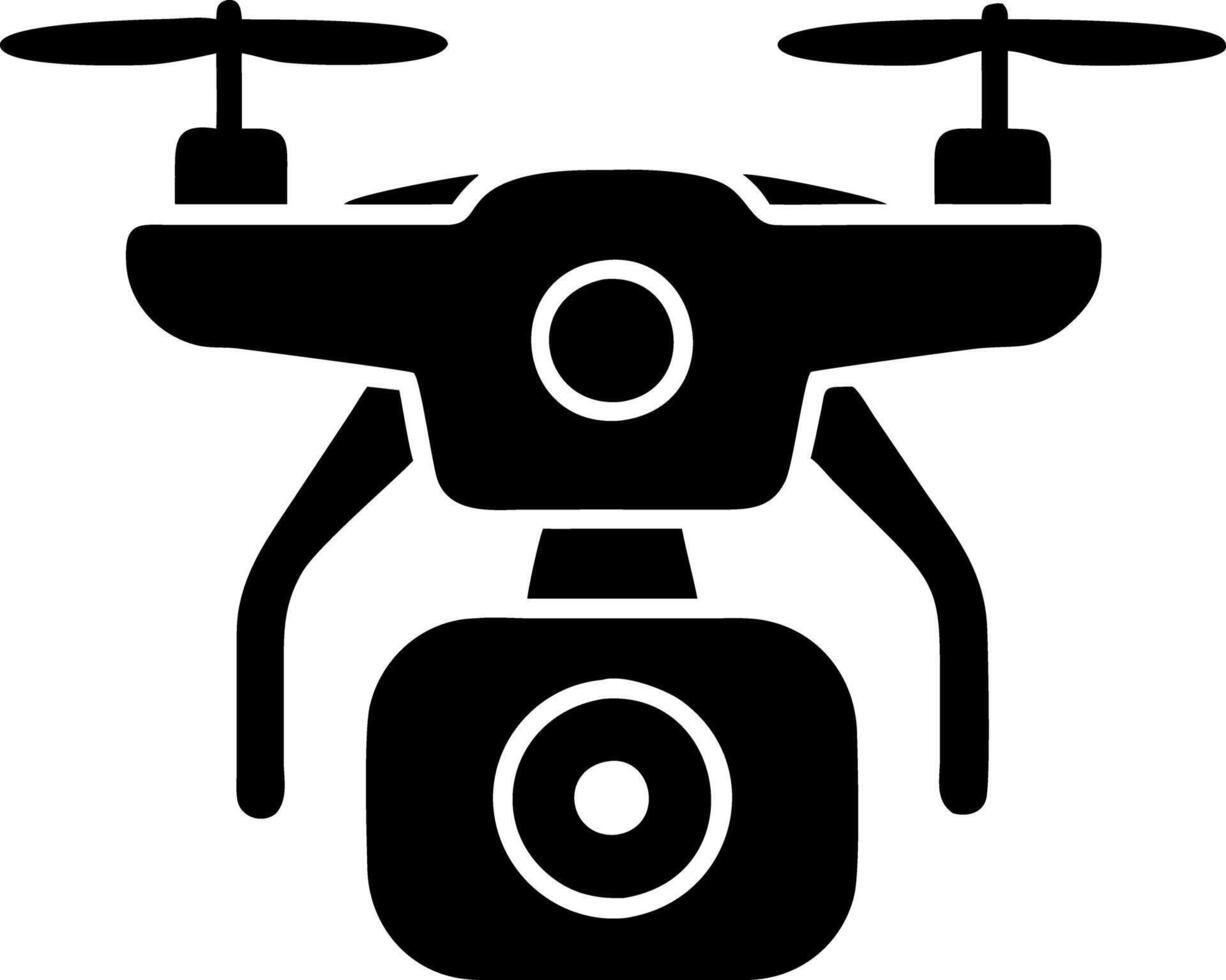 Drone Silhouette Illustration with Rotors and Camera for Aerial Technology Use vector