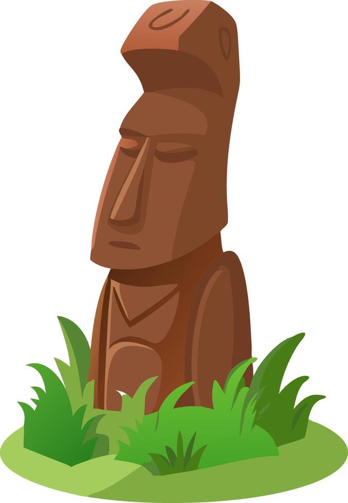 Easter Island Moai Statue Art Surrounded by Green Foliage vector