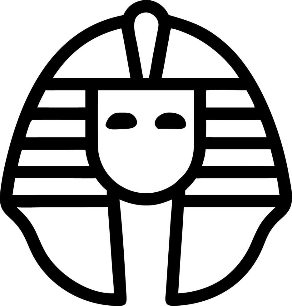 Egyptian Pharaoh Mask Line Art for Cultural and Historical Themes vector