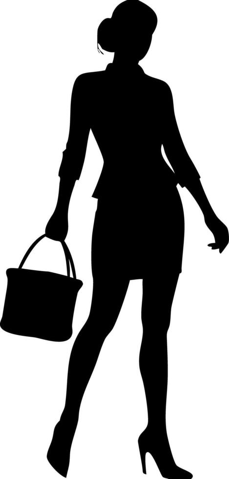 Elegant Businesswoman Silhouette with Handbag in Heels Professional vector