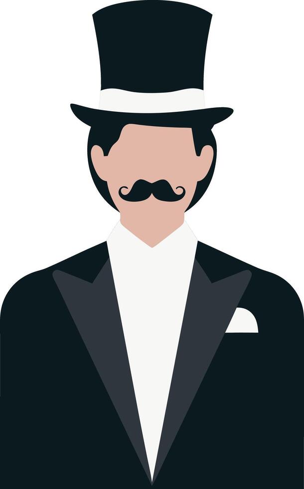 Elegant Gentleman with Top Hat and Mustache Illustration vector