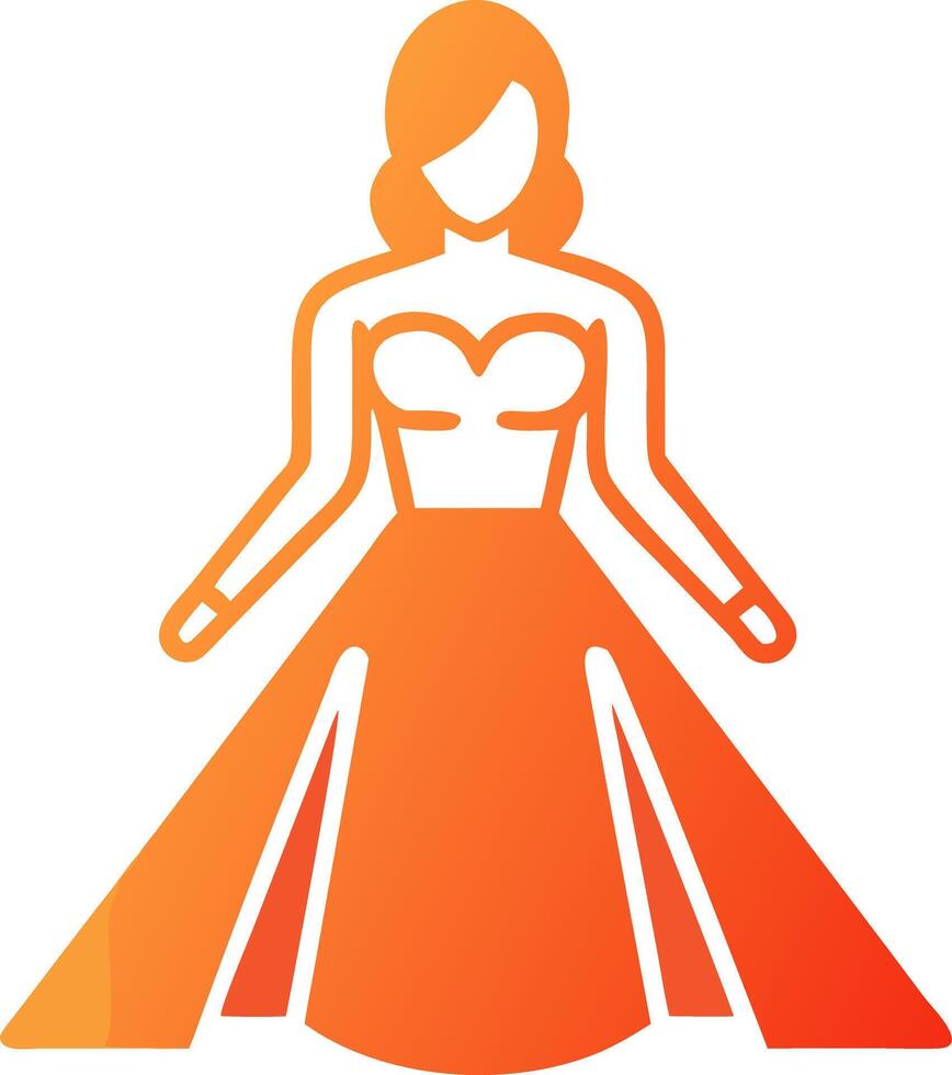 Elegant Orange Silhouette Woman in Gown for Fashion and Bridal Themes vector