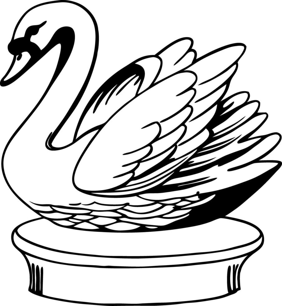 Elegant Swan Illustration on Pedestal Graceful Bird Art vector