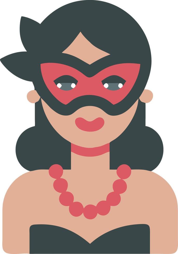 Elegant Woman in Red Mask and Necklace Illustration for Masquerade Theme vector