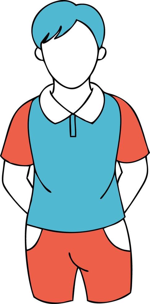 Faceless Cartoon Character in Colorful Casual Outfit Minimalist Art vector