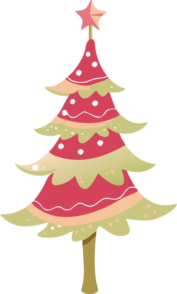 Festive Christmas Tree with Star Topper Colorful Holiday Illustration vector