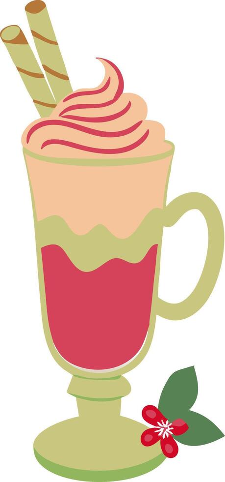 Festive Hot Beverage with Whipped Cream and Cookies Illustration vector