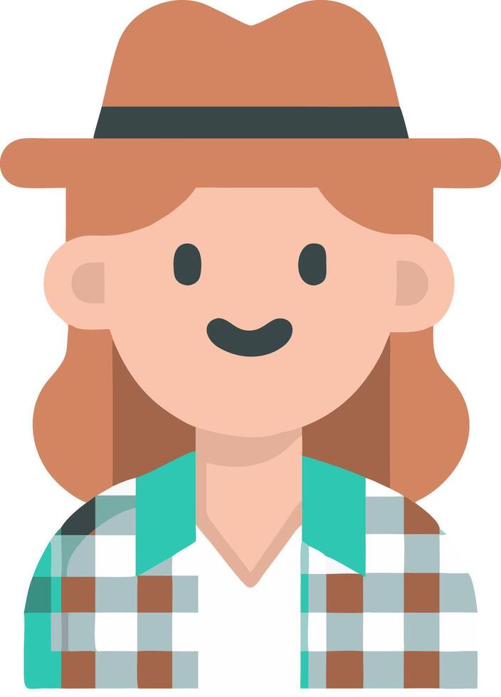 Friendly Cartoon Character with Hat and Plaid Shirt Illustration vector