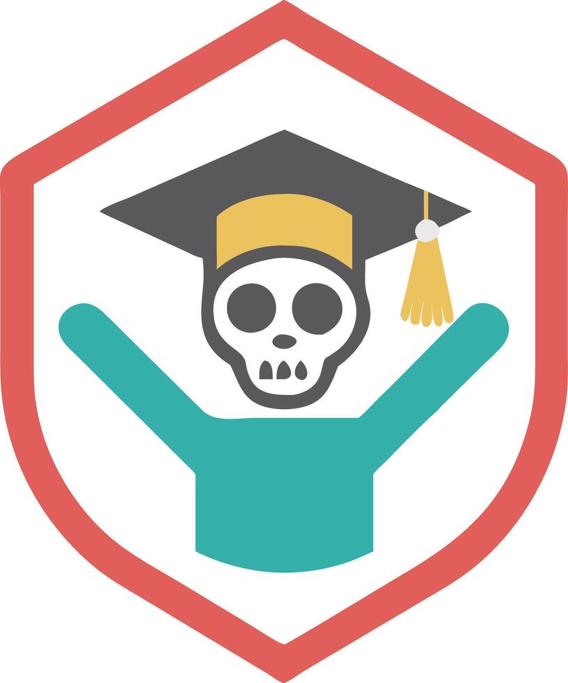 Graduation Skull Education Success Symbol with Mortarboard vector