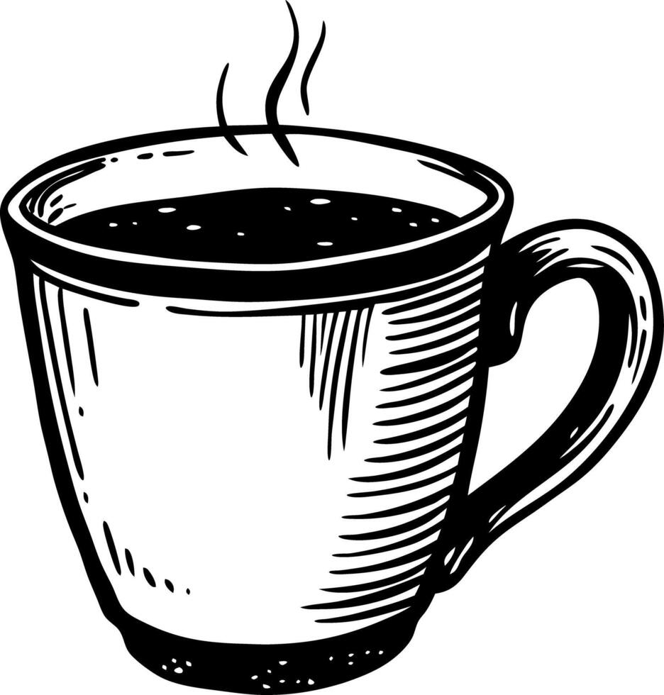 Hand Drawn Coffee Mug Illustration with Steam for Cafe Design and Branding vector