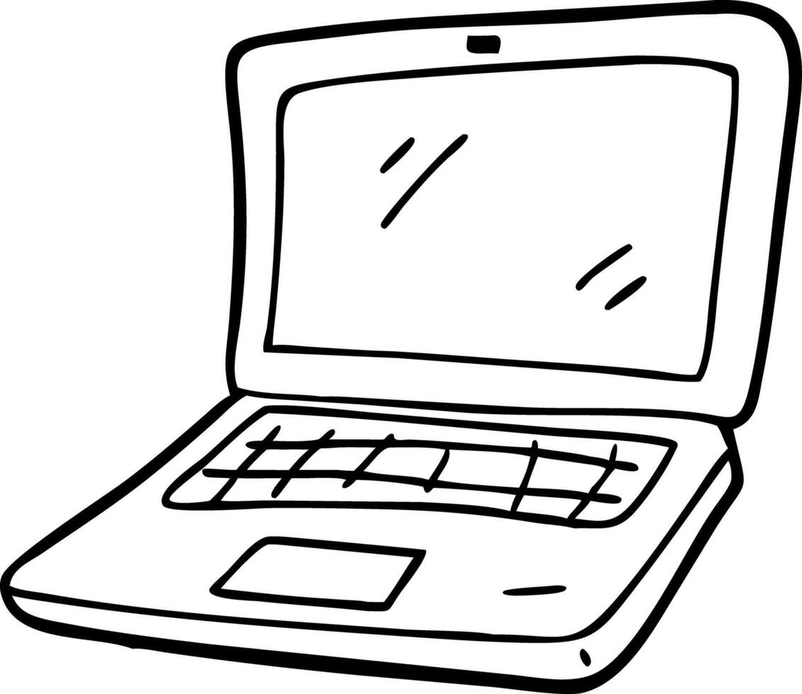 Hand Drawn Laptop Illustration for Technology and Office Design vector