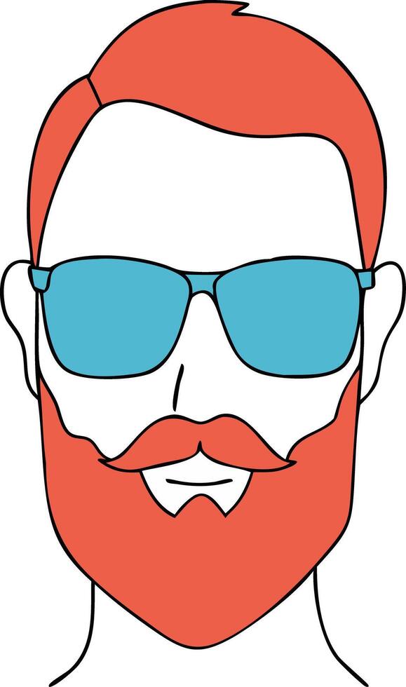 Hipster Man with Red Hair Beard and Sunglasses Illustration vector