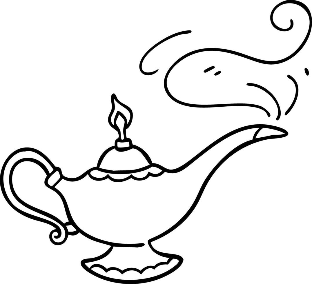 Magic Lamp Illustration with Swirling Smoke Fantasy Design vector