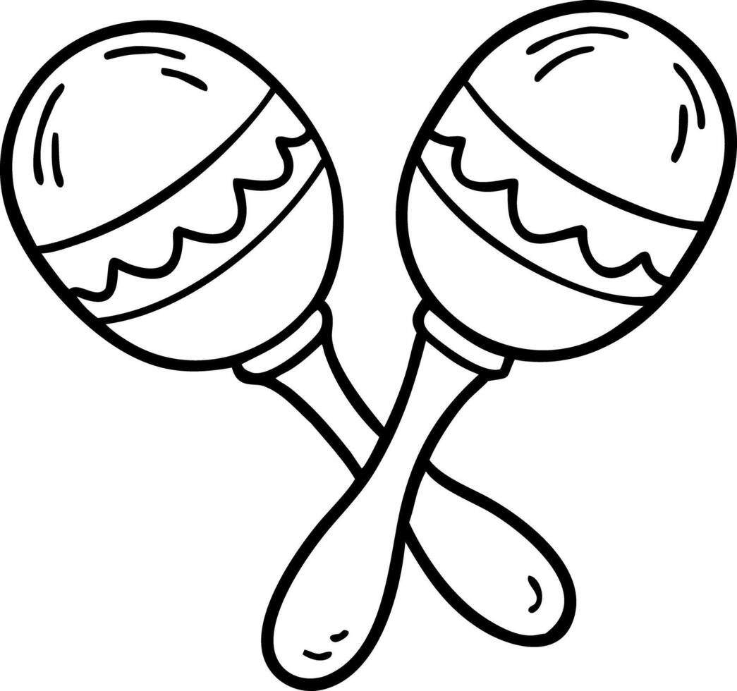 Maracas Outline Art Traditional Musical Instrument Illustration vector