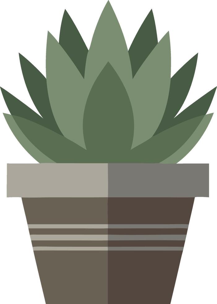 Minimalist Succulent Plant in Brown Striped Planter for Home Decor vector