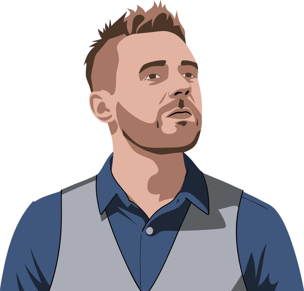 Modern Professional Man Looking Upward in Stylish Attire Illustration vector