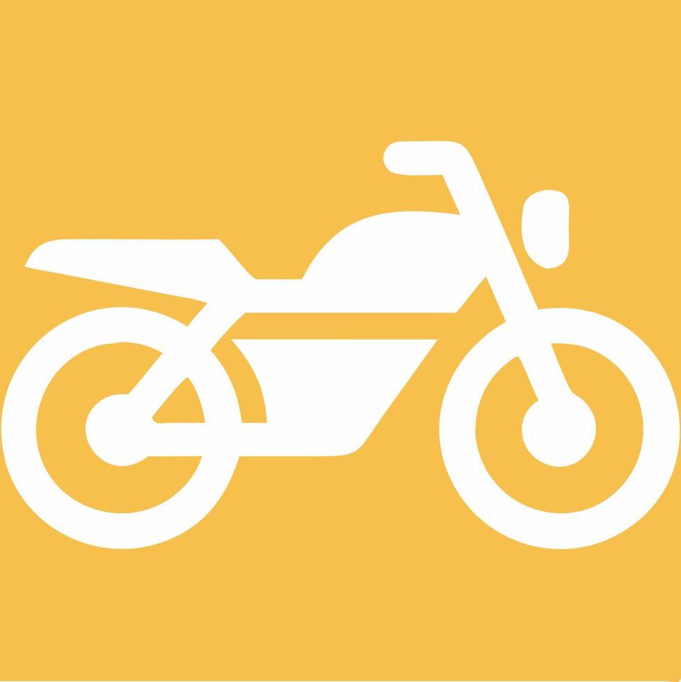 Motorcycle White Silhouette on Yellow Square Illustration for Traffic Signage vector