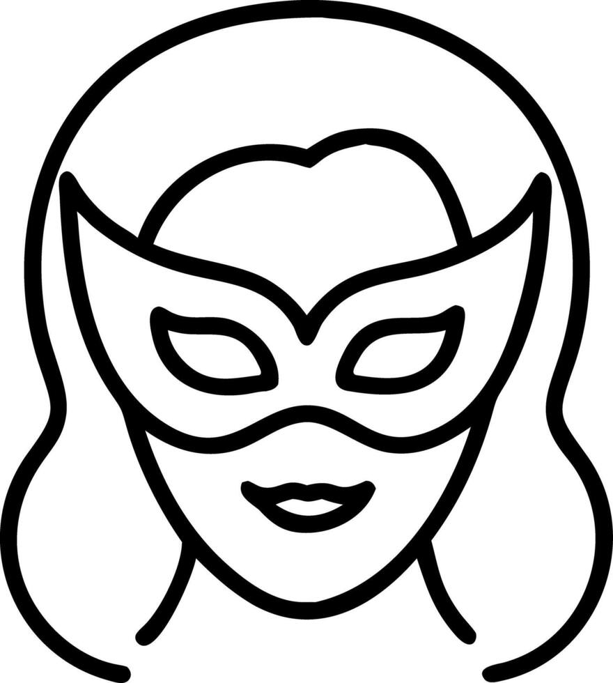Mysterious Woman in Mask Line Art for Costume Design and Illustration vector