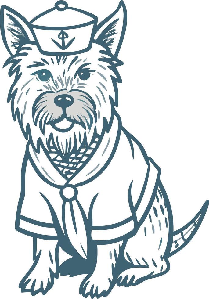 Nautical Dog Wearing Sailor Outfit Illustration for Fun and Whimsical Designs vector