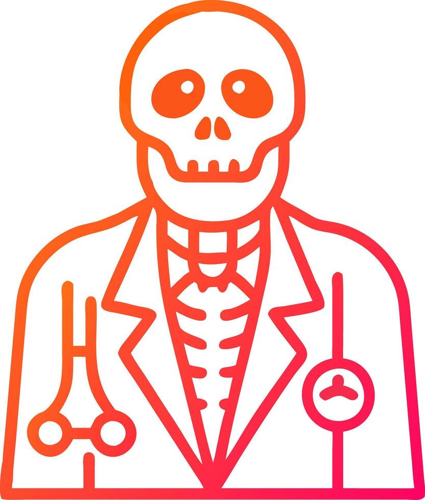 Neon Gradient Skeleton in Suit Illustrating Mortality and Professionalism vector
