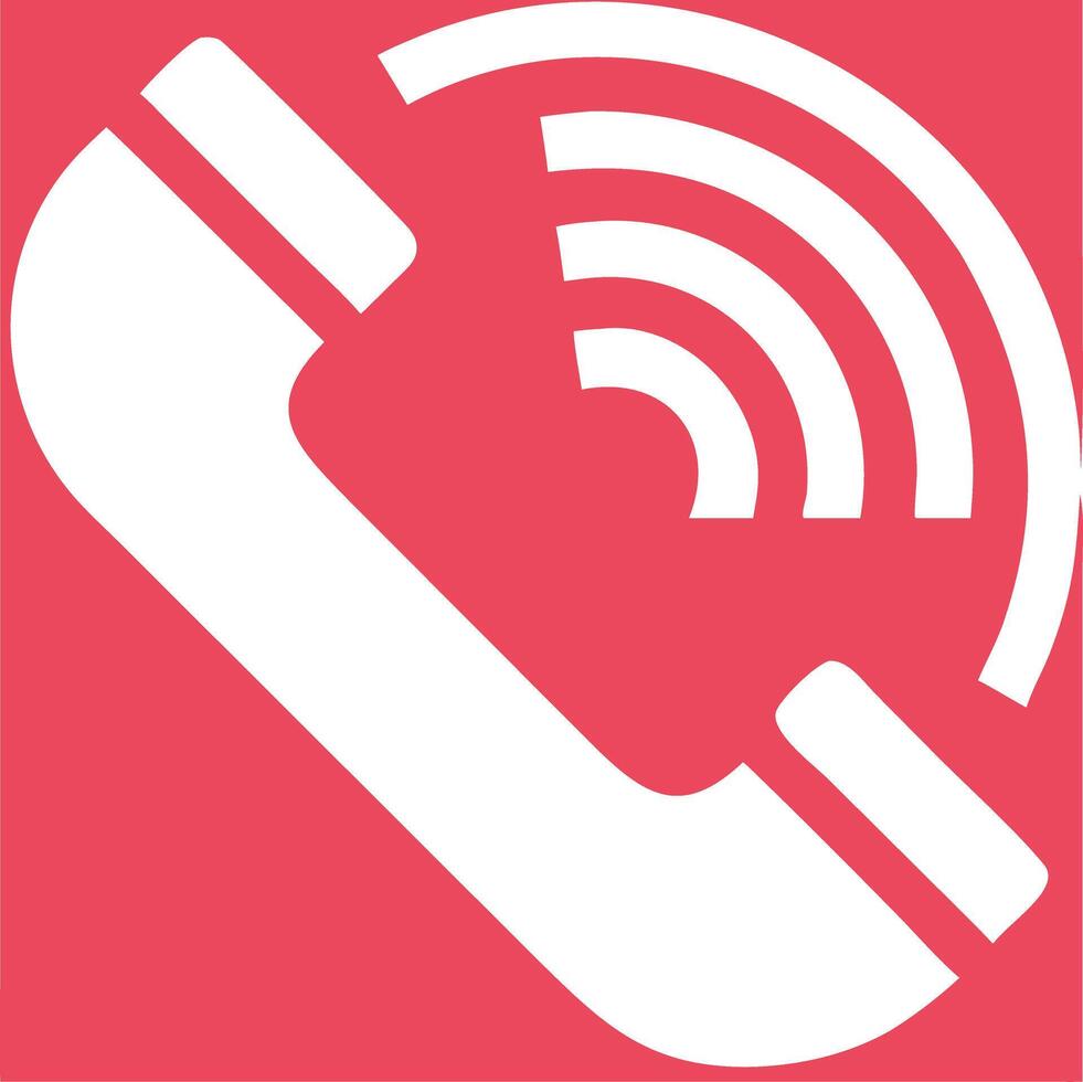 Phone Communication with Signal Waves on Red Background vector