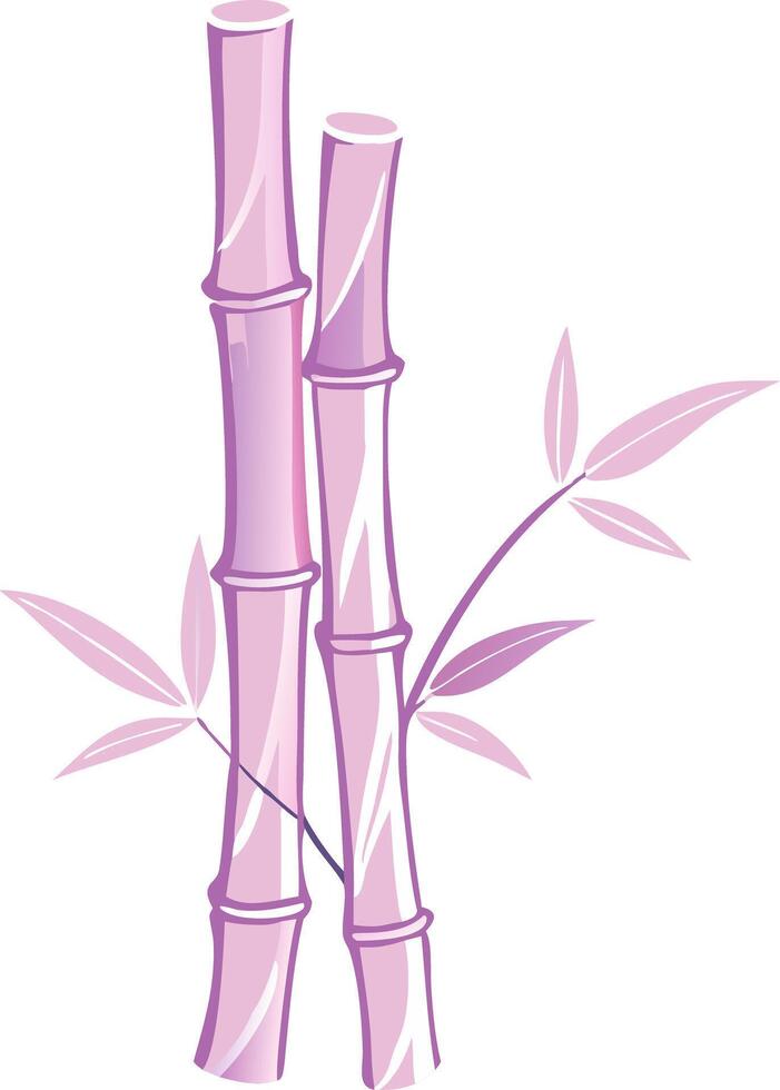 Pink Bamboo Stalk Illustration with Minimalistic Leaves Design vector