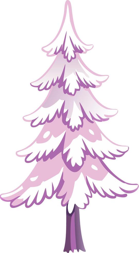 Pink Snow-Covered Fir Tree Illustration for Winter Seasonal Design vector