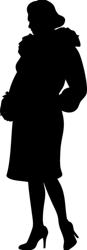 Pregnant Woman Silhouette Profile in Maternity Fashion Stance vector