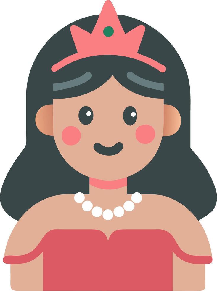 Princess Cartoon Portrait Illustration with Crown and Necklace vector