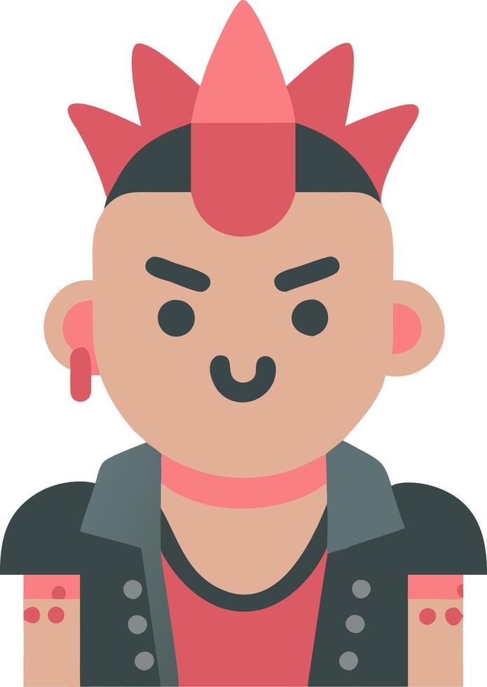 Punk Rocker with Mohawk and Piercings in Art Style vector