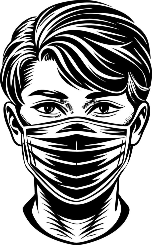Protective Mask Illustration Pandemic Health Safety Face Covering Art vector