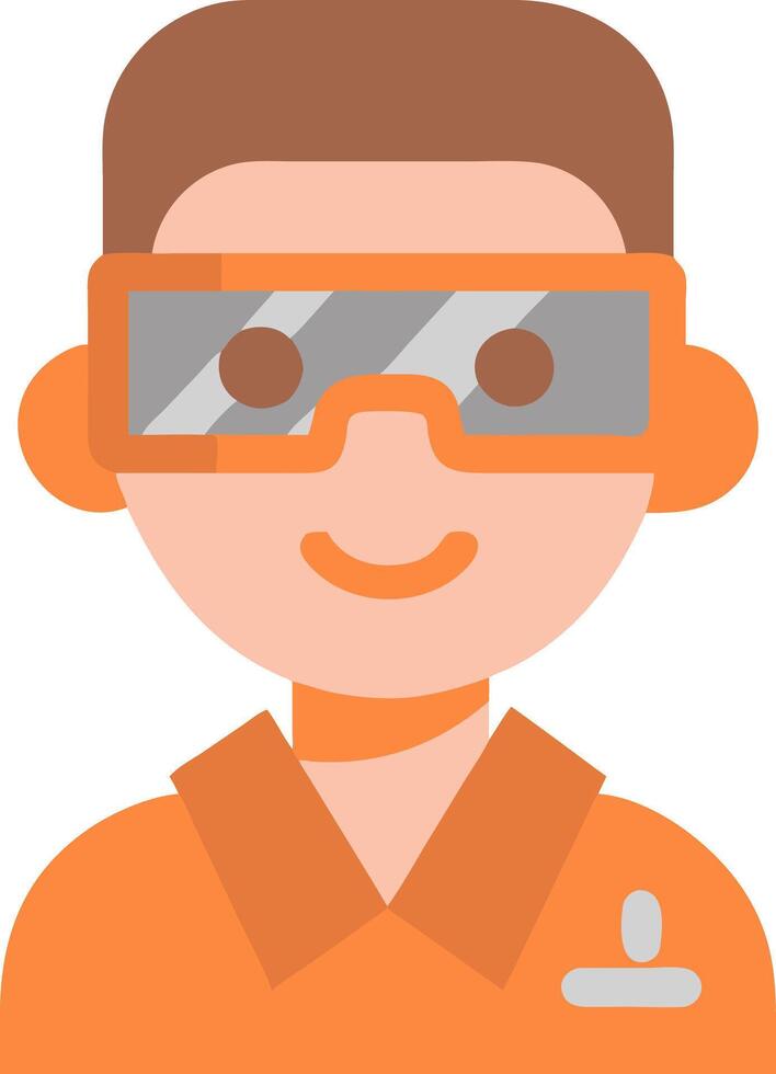 Safety Worker Wearing Protective Goggles and Uniform in Flat Illustration vector