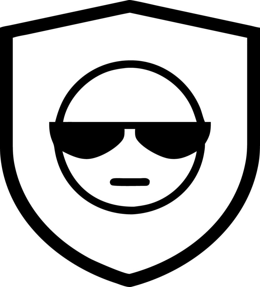 Security with Cool Face in Sunglasses on Shield Illustration vector
