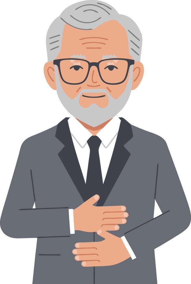 Senior Businessman in Suit with Confident Gesture Illustration vector