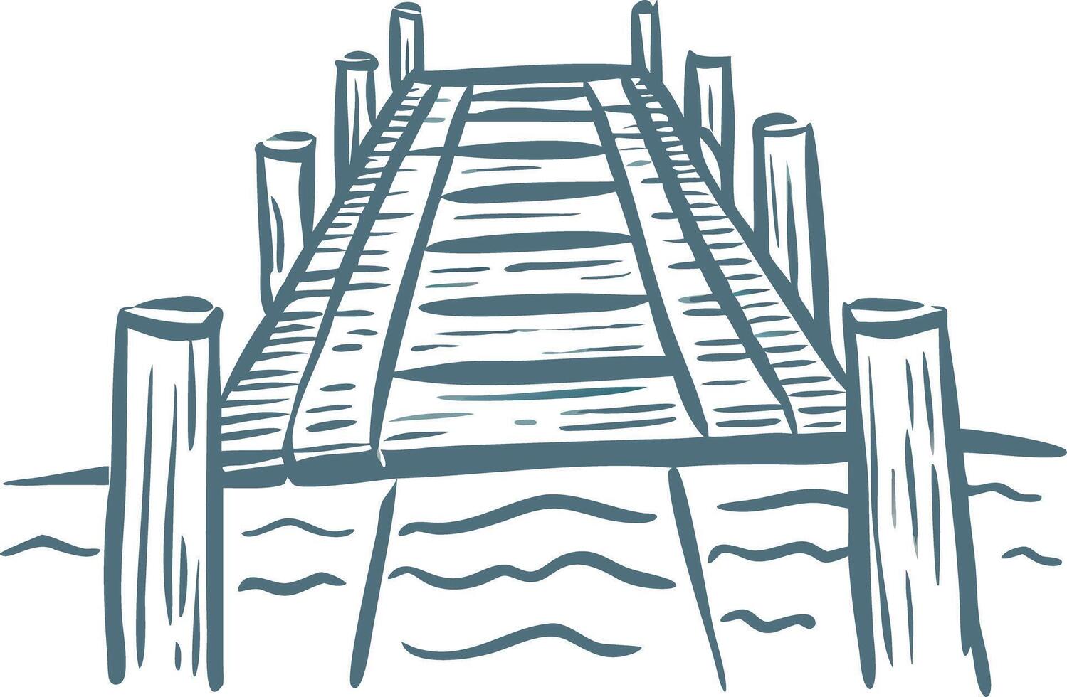 Serene Wooden Pier Over Water Illustration for Nautical Themes vector