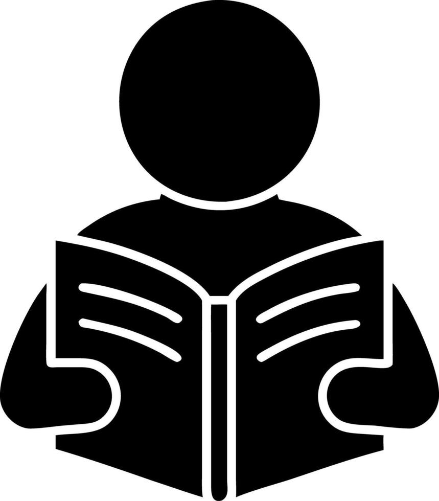 Silhouette Person Reading Book Symbolizing Knowledge and Education vector
