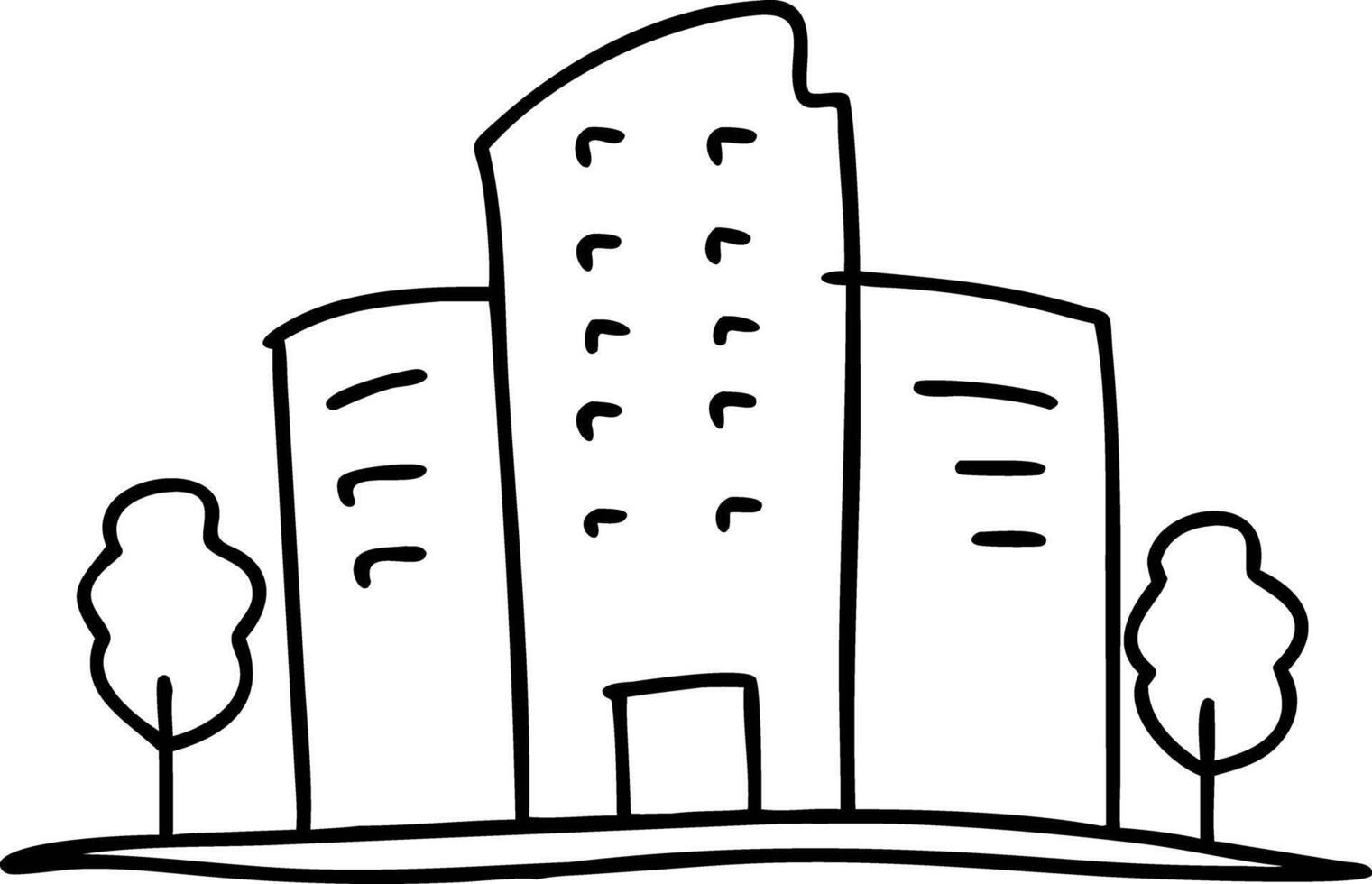 Simple Urban Cityscape Illustration with Trees and Buildings vector