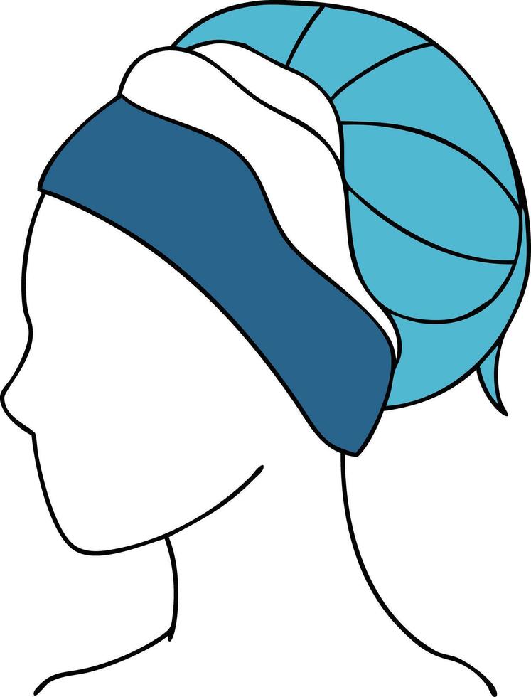 Silhouette of Woman with Stylish Turban Headwrap in Line Art vector