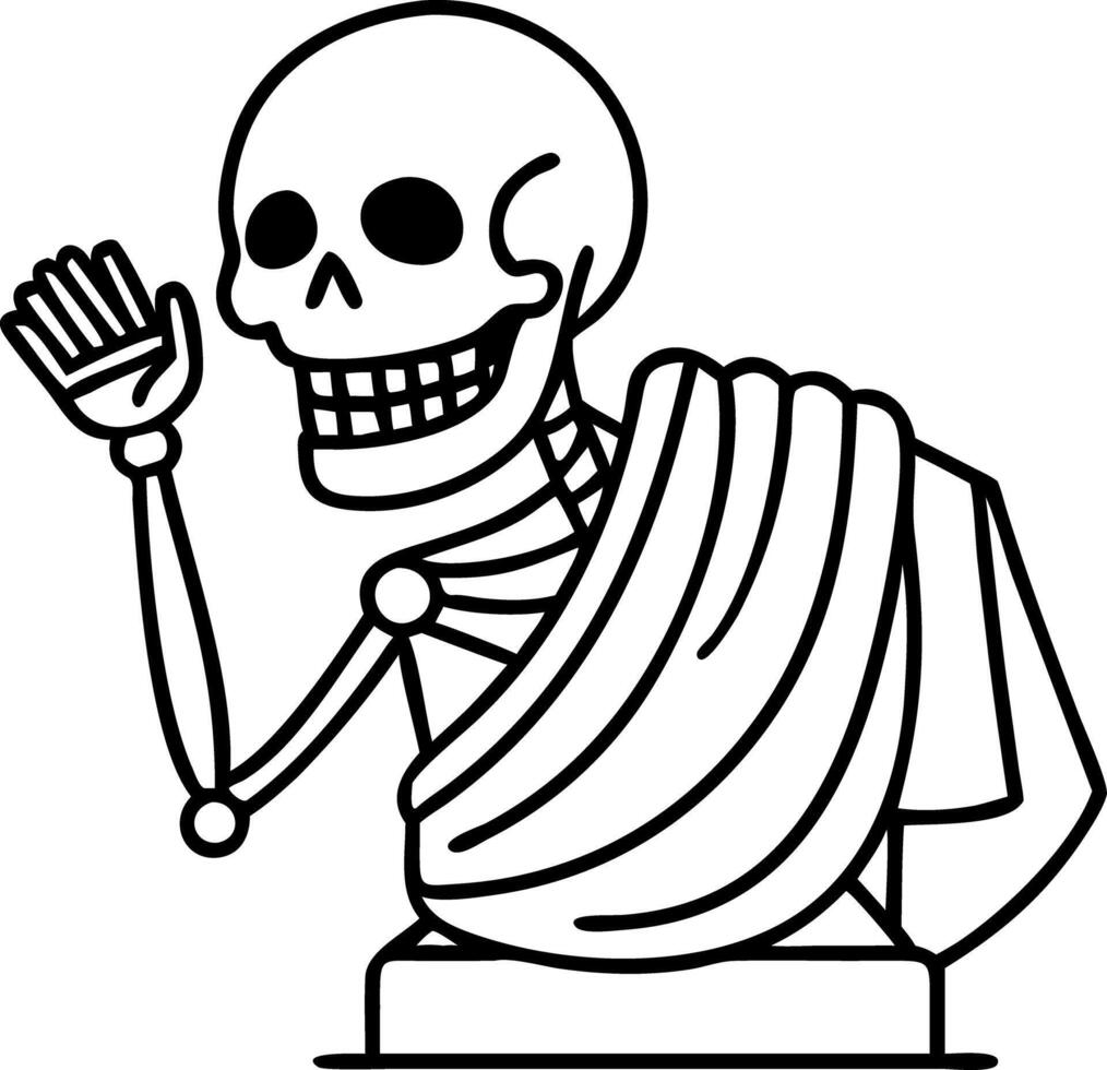 Skeleton Statue Art Illustration Waving Draped Cloth Stylized Figure vector