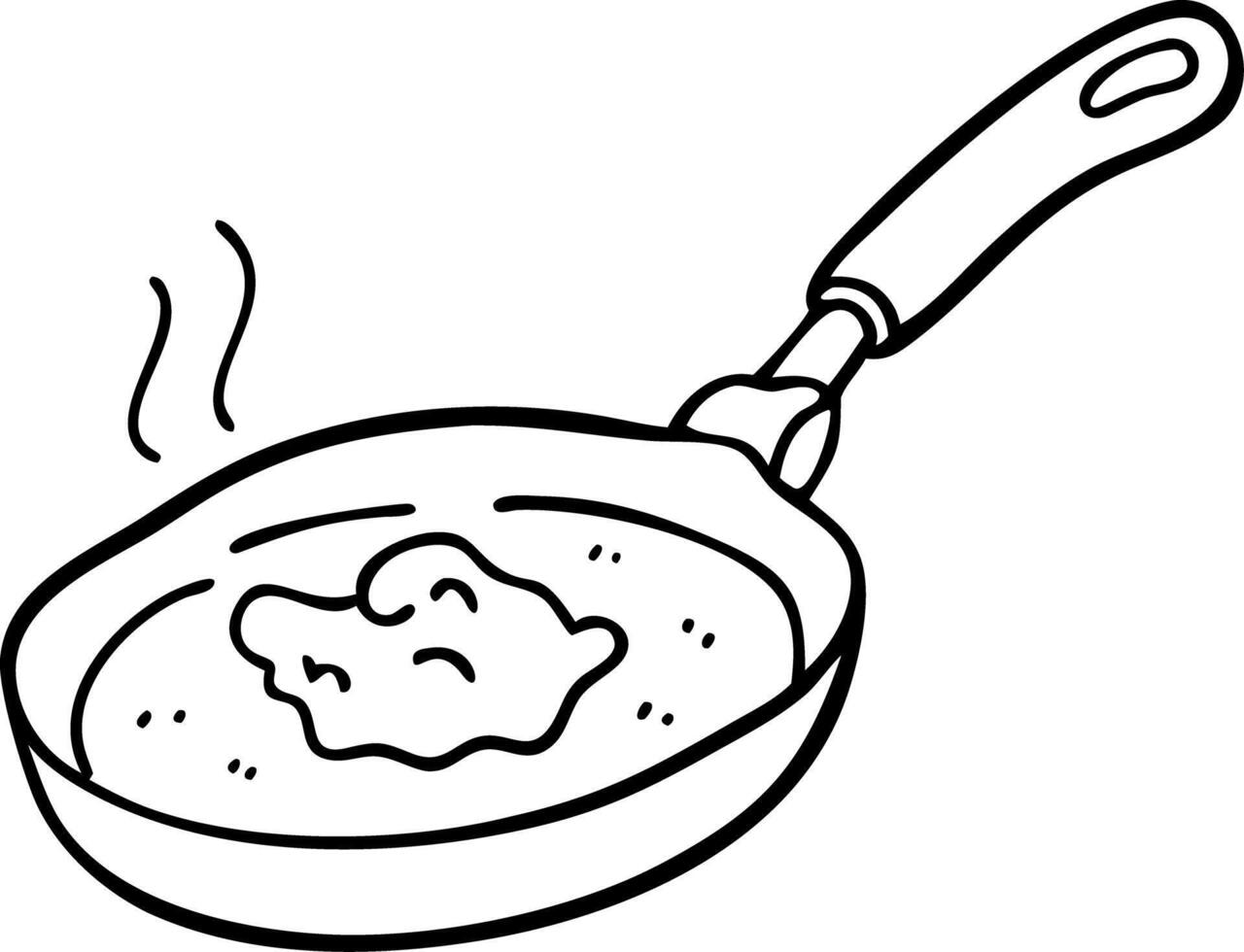 Sketched Frying Pan with Cooking Egg Illustration for Kitchen Use vector