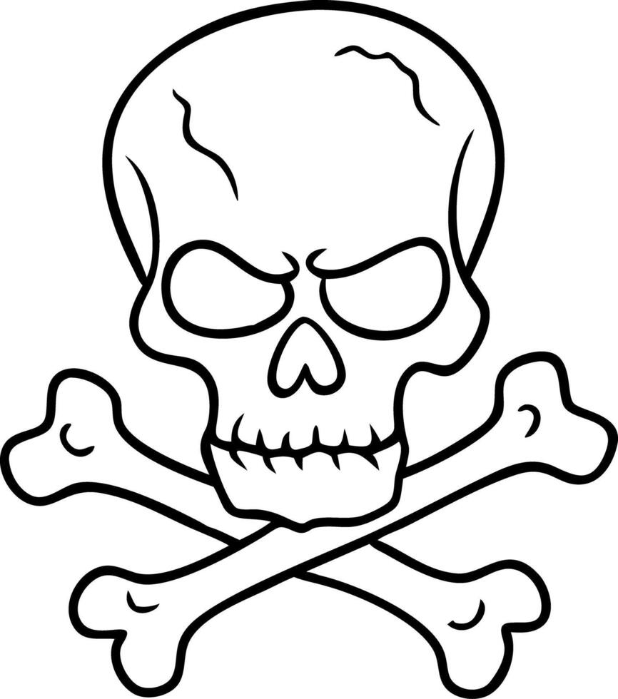 Skull and Crossbones Illustration Symbolizing Danger and Warning vector