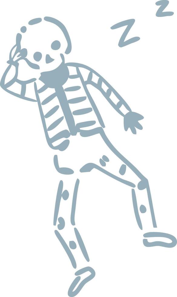 Sleepy Skeleton Cartoon Illustration for Halloween Decor and Design Projects vector
