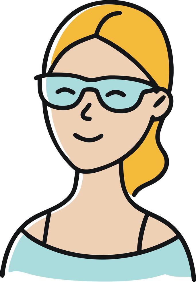 Smiling Blonde Woman Wearing Sunglasses Illustration for Summer Theme vector